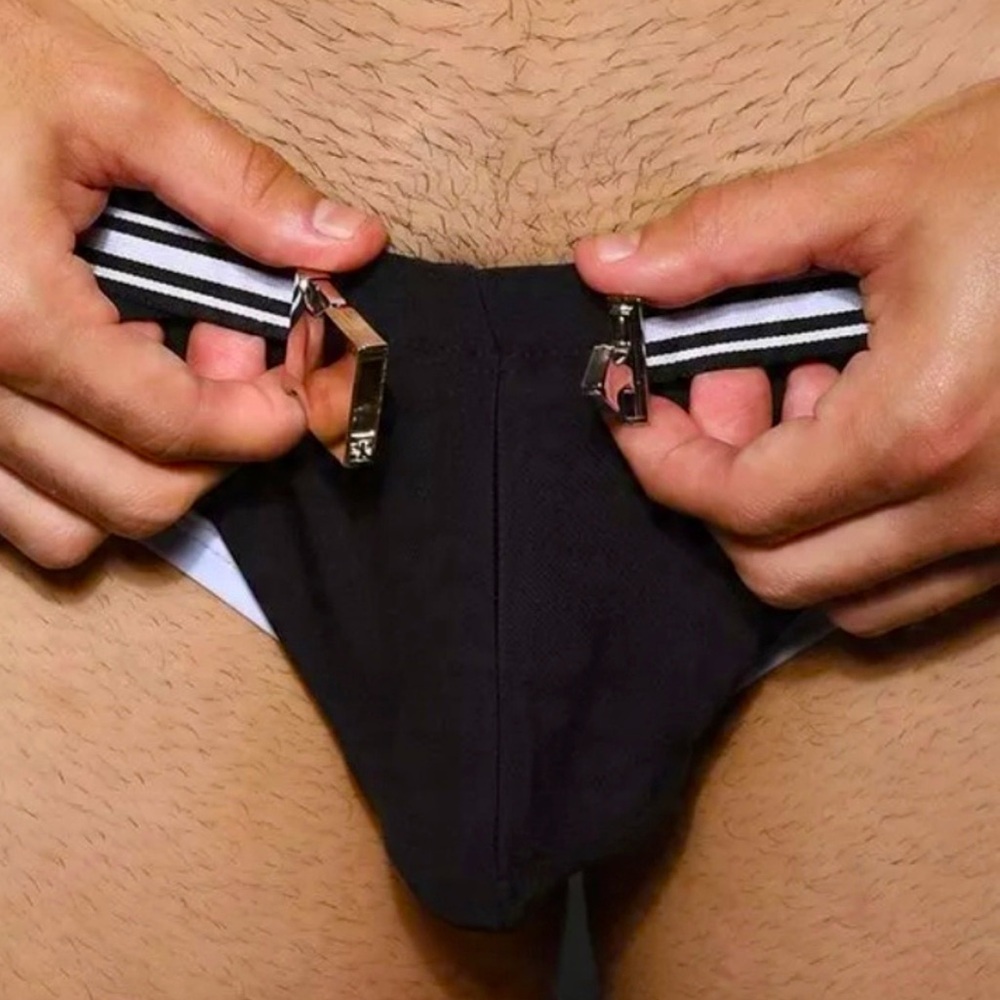 Andrew Christian Belt Bikini Small Black White NWT 79 - Picture 6 of 9